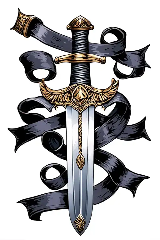 Gladiator Sword With Ribbons Surrounding It