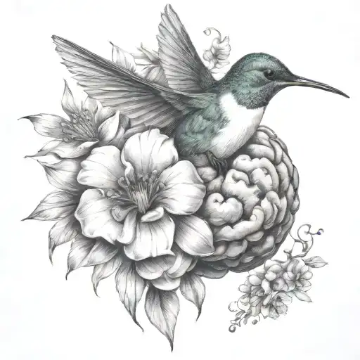 Brain With Flowers Hummingbird