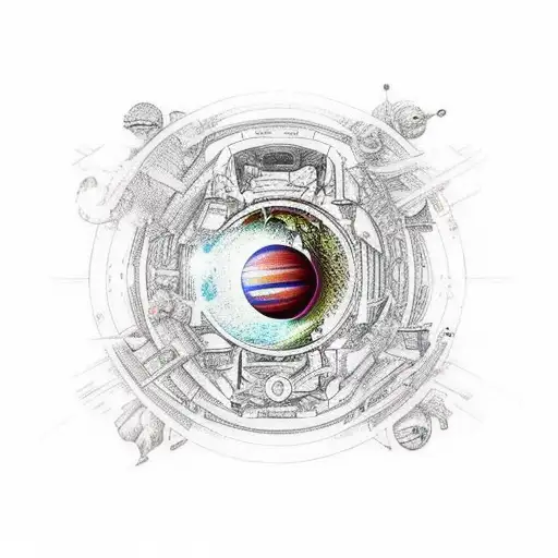 An Austronout Out In The Galaxy Sorrounded By Warships And Blackhole