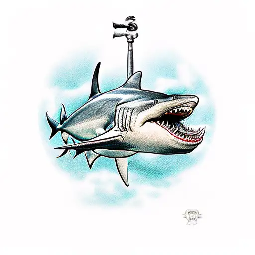 Cave Line Marker With Hammer Head Shark