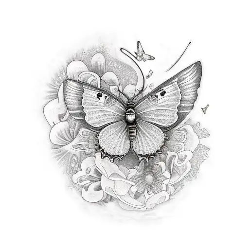 Flowers And Butterflies And A Pisces