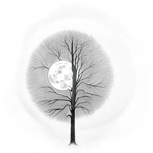 Forest Background And Full Moon