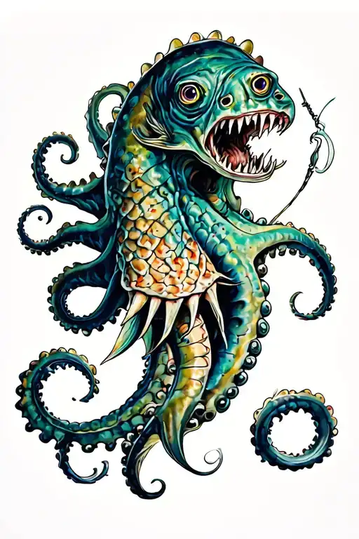Kraken With A Angler Fish