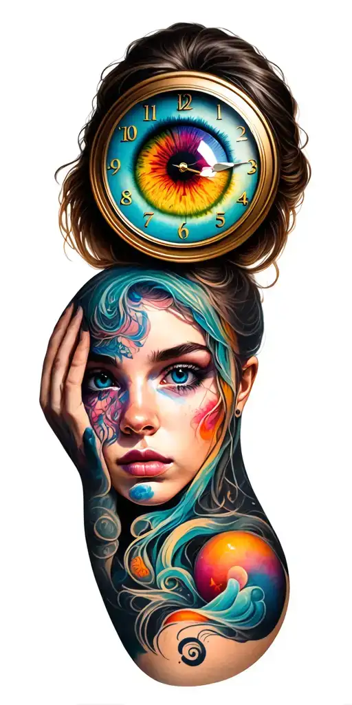 Colorful Eyeball Nordic Clock Face Sexy Girl