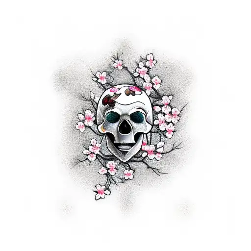 Cherry Blossom Skull