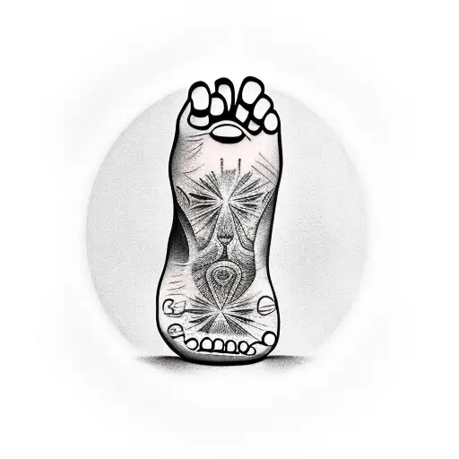 Bottom Of Baby Foot Surrounded By Name