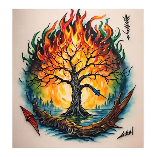 Arrow And Tree And Fire