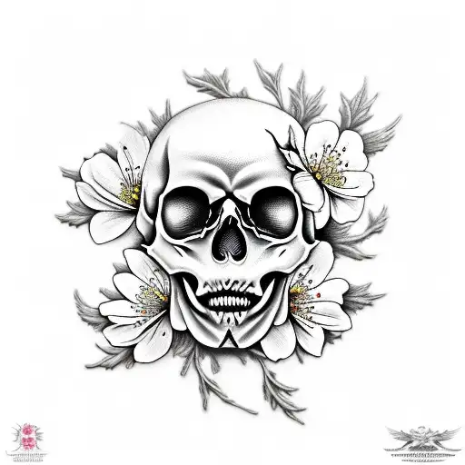 Cherry Blossom Skull