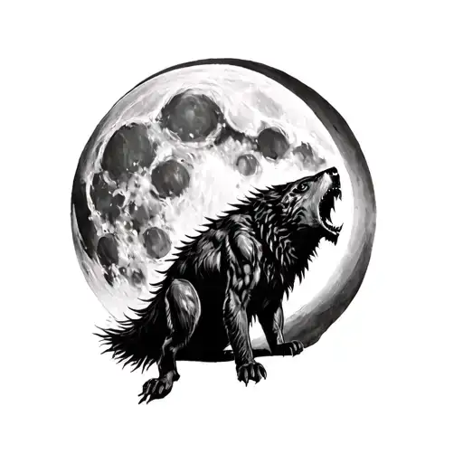 Werewolf Howling At The Moon Surrounded