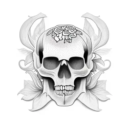 Plants Growing From A Broken Skull