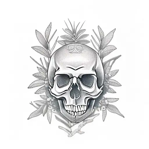 Skull With Plants Growing From It