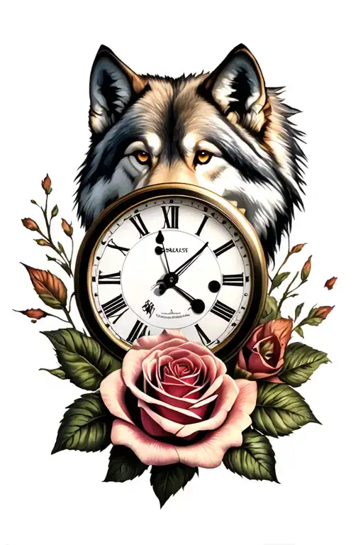 Wolf Sand Clock And Rose