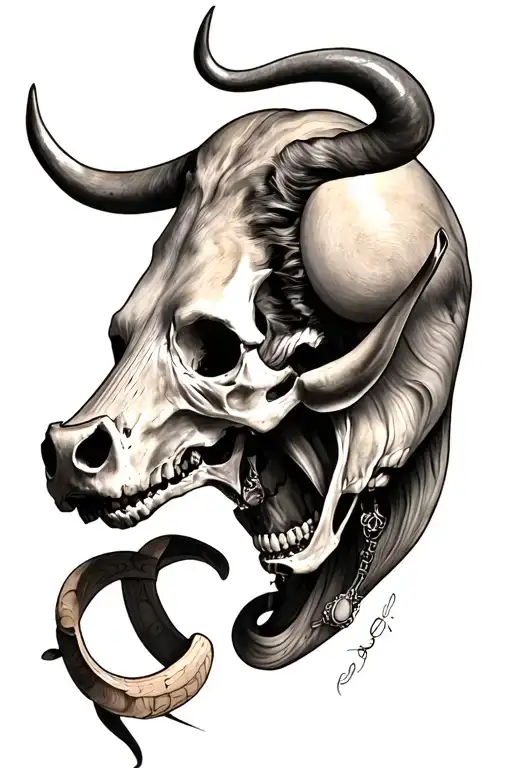 Bull And Skeleton Head