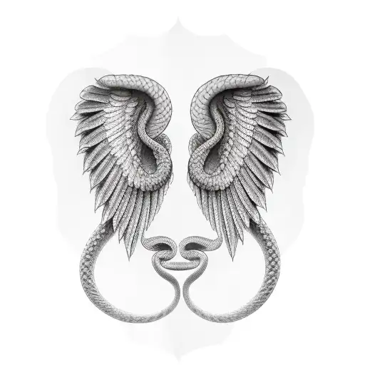 Angel Wings With A Snake Wrapping Around Them