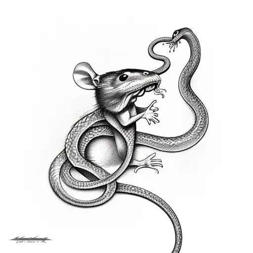 Rat Eating A Snake