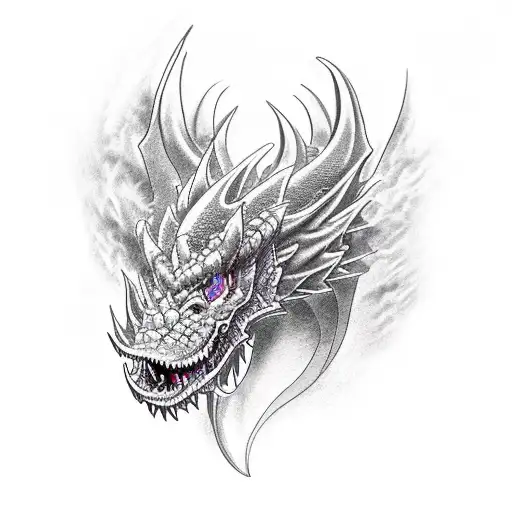 A Realistic Black And Purple Dragon