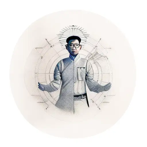 Realistic Portrait Of A Traditional Asian Engineer Holding A Blueprint