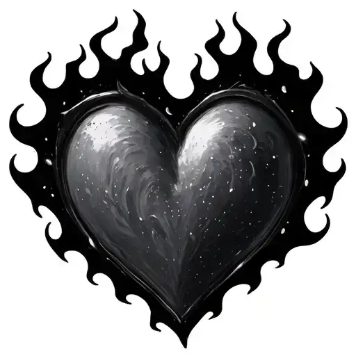 Shaded Minimalist Fire Heart Shape