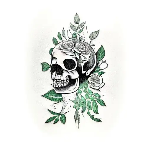 Plants Growing From A Broken Skull