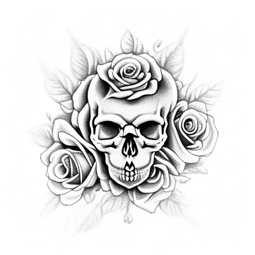Skull With Roses In Eyes