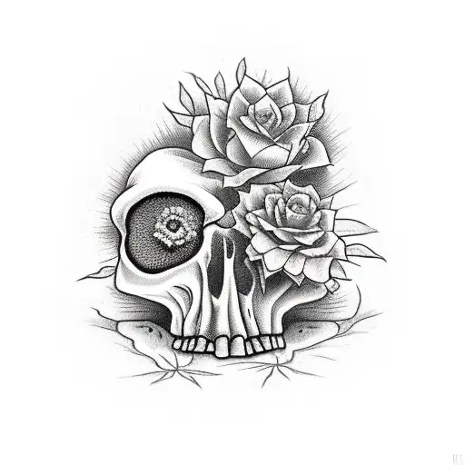 Plants Growing From A Broken Skull