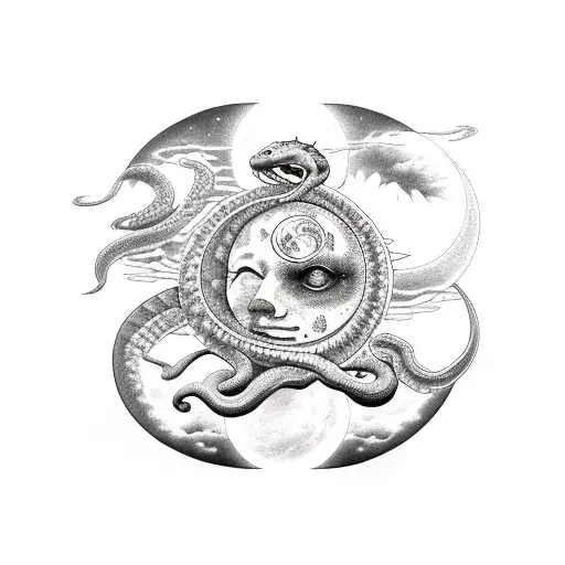 Sun And Moon And Snake