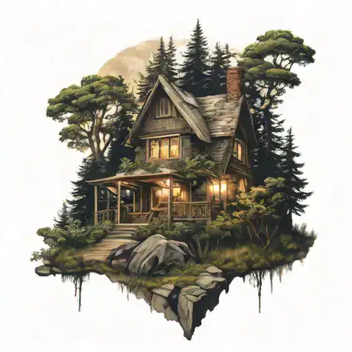 House In The Forest Scene