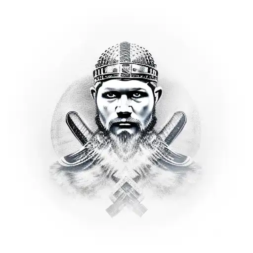 Viking Warrior Holding American Flag