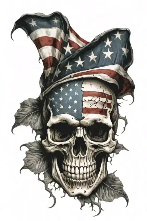 American Flag Shred Skull