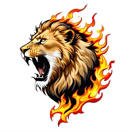 Flaming Lion Roaring