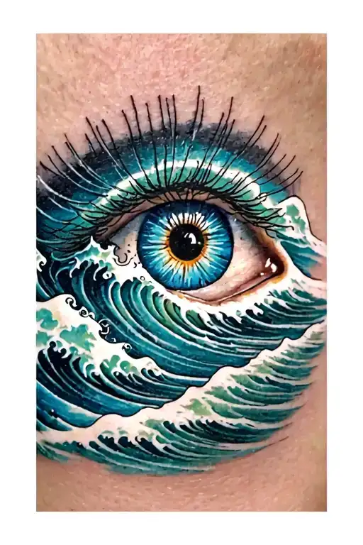 Eye With Waves Of An Ocean