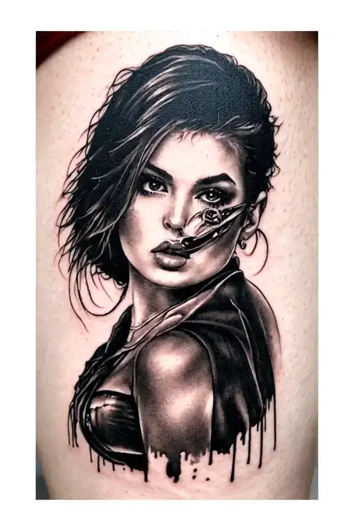 Girl Face Sexy Facing Gangster