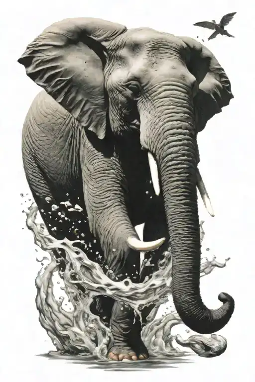 Masculine Beautiful Elephant A River Or Water Of Some Sort