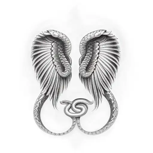 Angel Wings With A Snake Wrapping Around Them