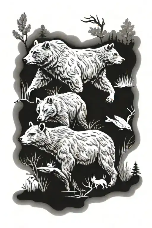 Bear And Rabbit And Deer And Squirrel