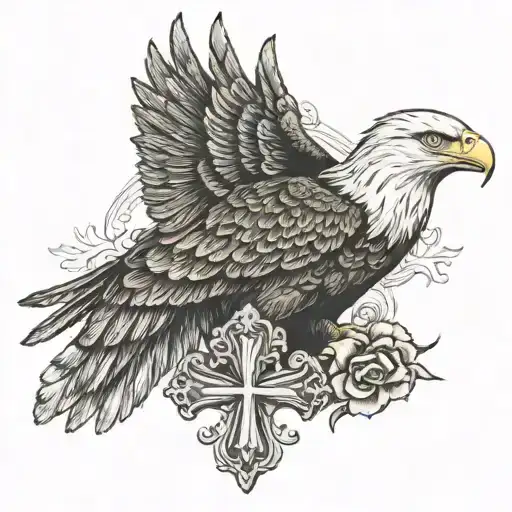 Bald Eagle Holding Fleur-de-lis And Cross