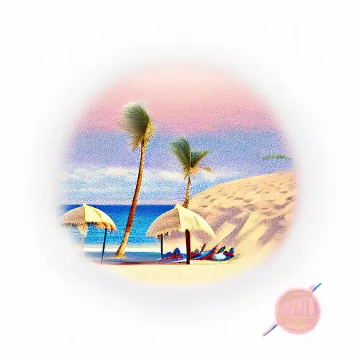 Beach With Palm Trees And The Number 850 In Cursive