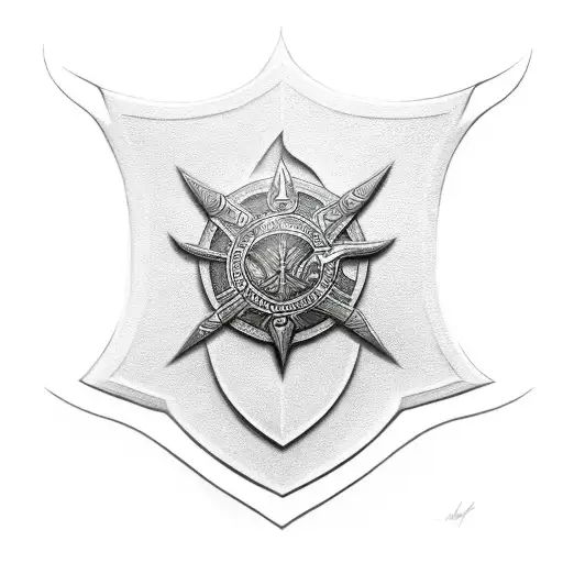 Warrior Tattoo With Templar Shield