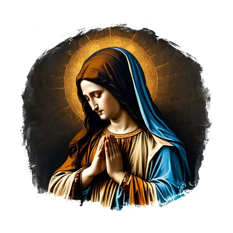 Holy Mary Praying With Holy Background