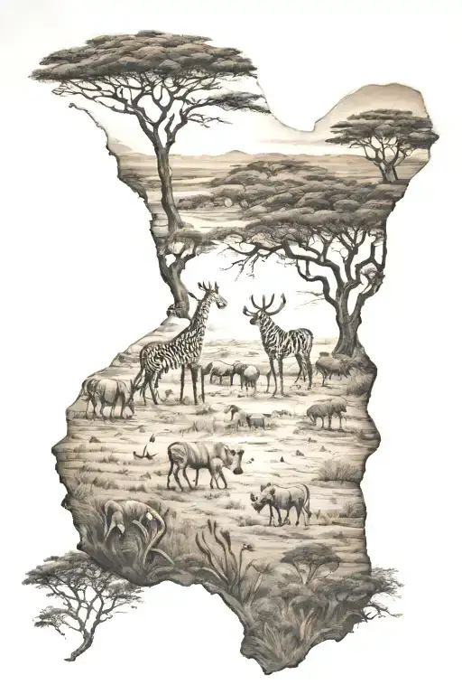 African Savannah Landscape Merging