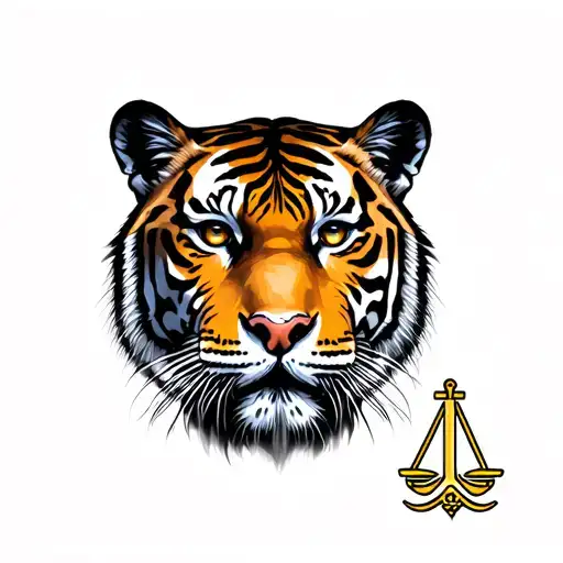 Tiger Face With Libra Sign Incorporated