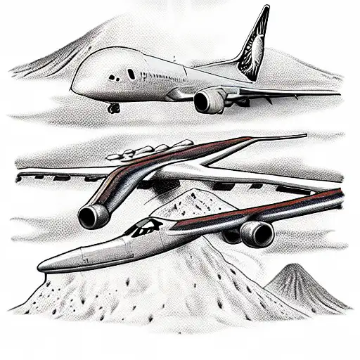 Aircraft On The Background Of The Volcano