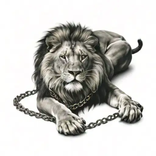 Lion With A Chain