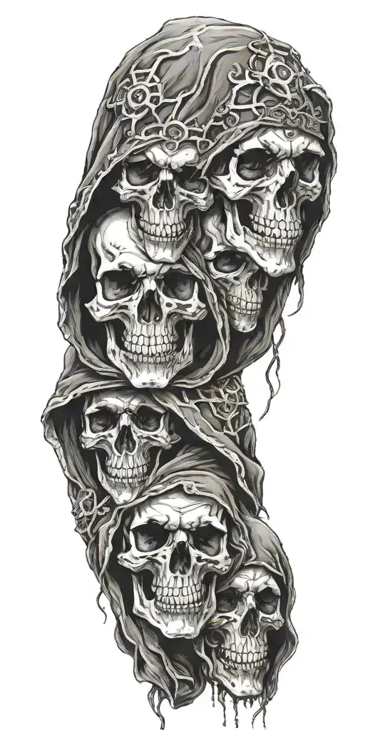 Demonic Skulls In Hoods
