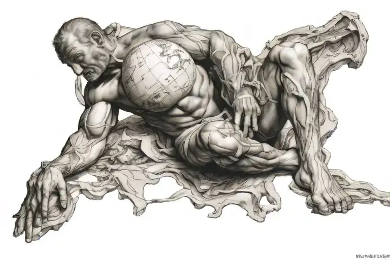 Atlas Resting Leaning Against World