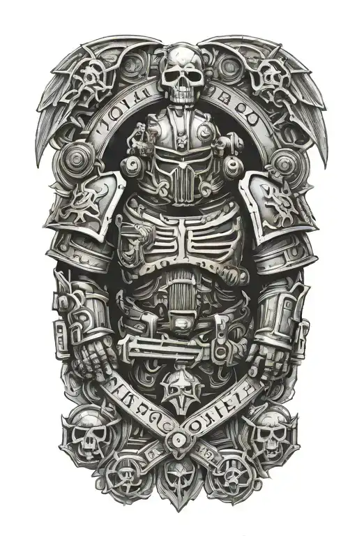 Space Marine Warhammer 40K Space Marine Doom Slayer Rosen Schriftzug