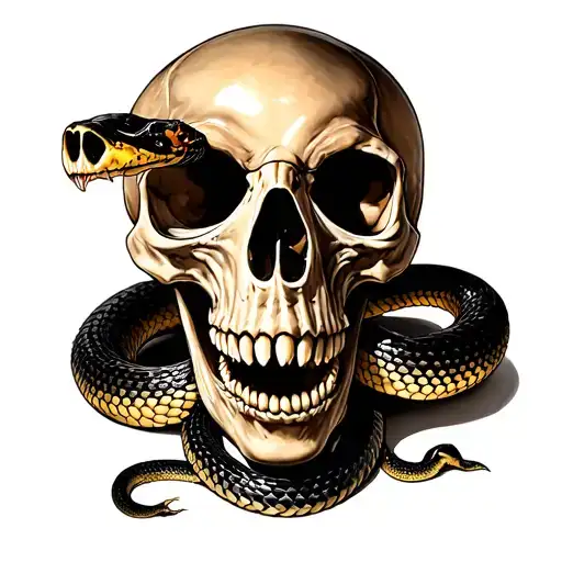 Rattle Snake Coming Out A Skull