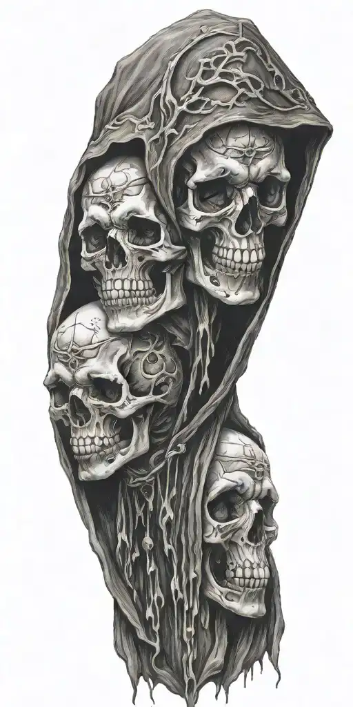 Demonic Skulls In Hoods