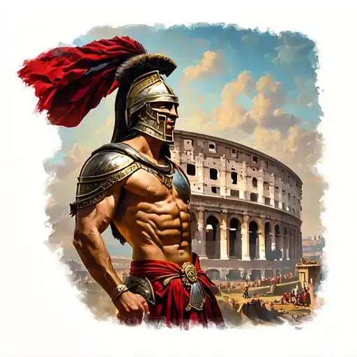Roman Coloseum With A Gladiator
