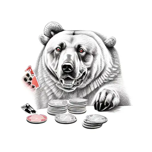 A Stack Of Money With A Dog And Bear Playing Poker